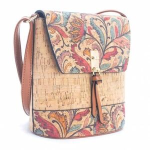Paisley Floral Cork Floral Crossbody Boho Granola Sustainable‎ Purse